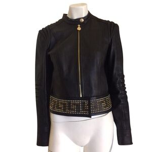 SOLD! Versace X H&M Studded Greca Belt Biker Leather Jacket